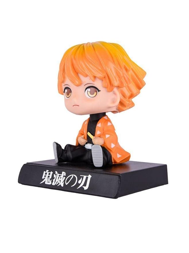 Demon Slayer Zenitsu Bobblehead – 11 cm Dashboard Figure with Kanji Base