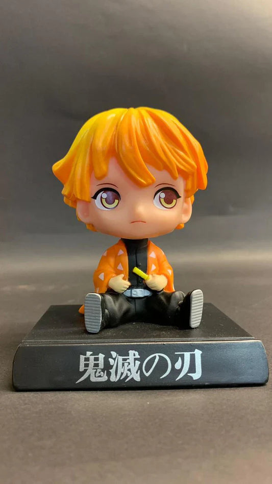 Demon Slayer Zenitsu Bobblehead – 11 cm Dashboard Figure with Kanji Base