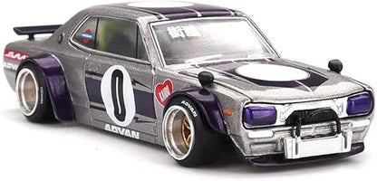 1:64 Kaido House x Mini GT Nissan Skyline 2000GT-R (KPGC10) Kaido Works V1 Silver – Limited Edition KHMG165