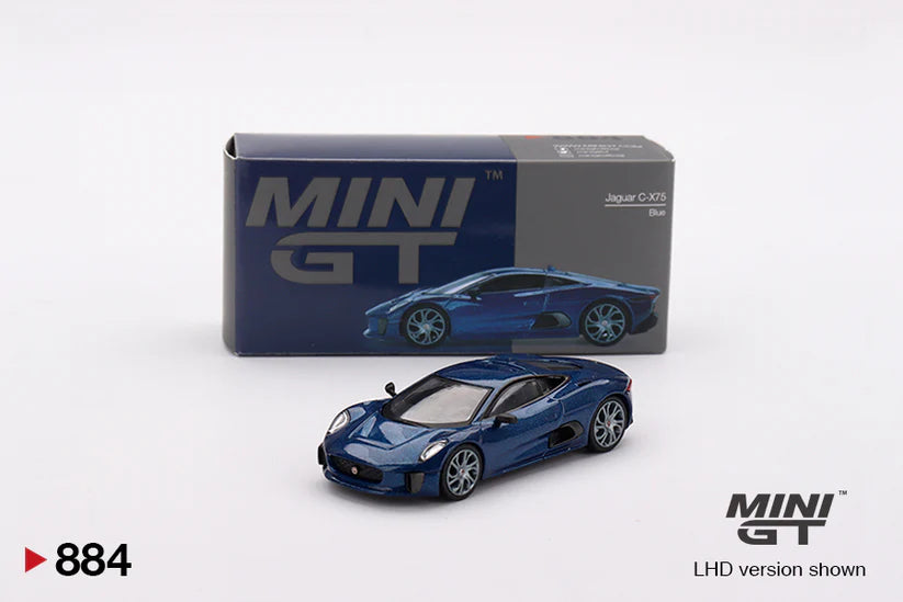 1:64 Jaguar C-X75 Blue Diecast Model Car – Mini GT Collector Edition (MGT00884)
