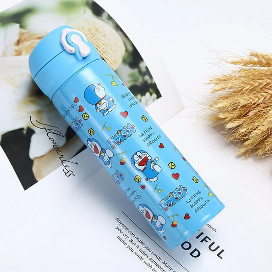 Doraemon Print Water Bottle – 450 ML Cute Cartoon Bottle for Kids