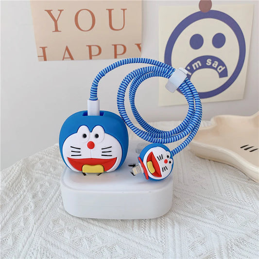 Doraemon Apple 20W Silicone Charger Cover – Cartoon Cable Protector Set