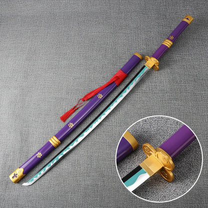 Zoro Enma violet Anime Bamboo Wooden Katana – Violet One piece Cosplay Collectible Prop
