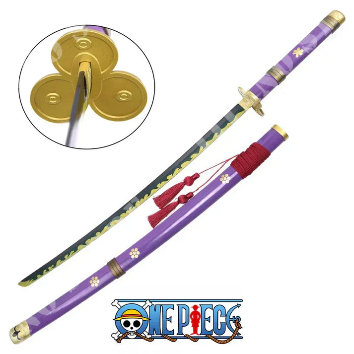 Zoro Enma violet Anime Bamboo Wooden Katana – Violet One piece Cosplay Collectible Prop