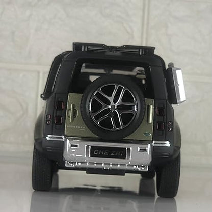 1:32 Scale Land Rover Defender Diecast SUV with Pull‑Back, Lights & Openable Parts – Olive Green