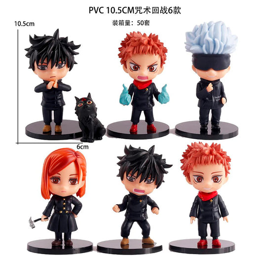 Jujutsu Kaisen Chibi Action Figure Set of 6 with Cat & Energy Effects – 10.5 cm