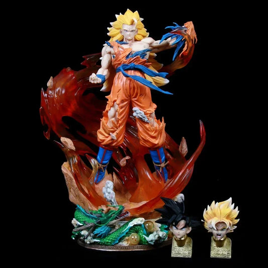 DBZ Goku Power LED Light-Up Action Figure with Interchangeable Heads – 43 cm - Drakon Lifestyle India