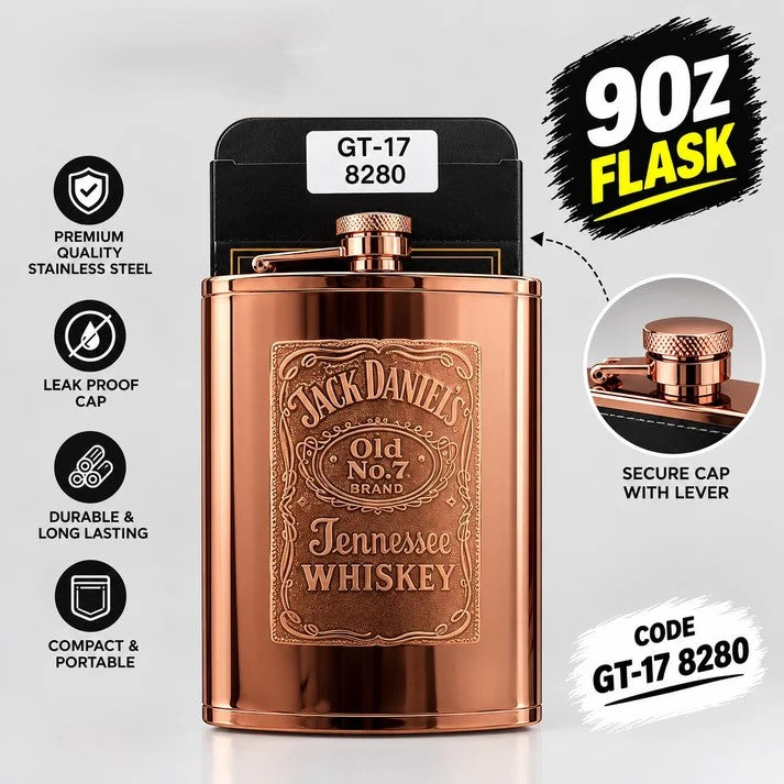 Jack Daniel's Old No. 7 Rose Gold Stainless Steel Hip Flask 9oz