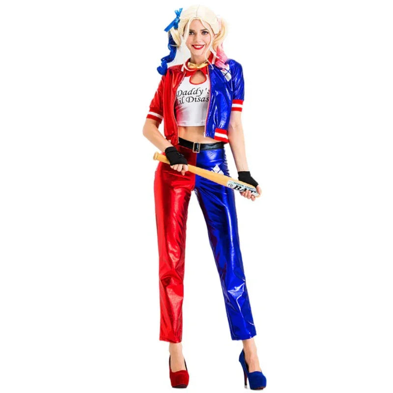 Harley Quinn Cosplay Costume Set – Jacket, T-Shirt, Pants & Gloves - Drakon Lifestyle India
