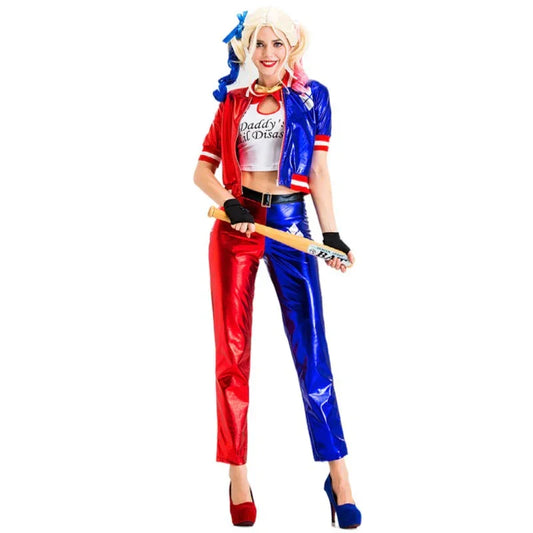 Harley Quinn Cosplay Costume Set – Jacket, T-Shirt, Pants & Gloves - Drakon Lifestyle India