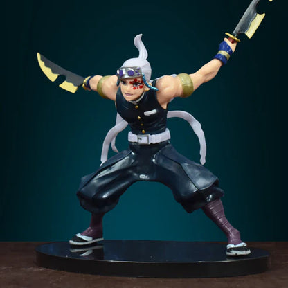 Demon Slayer Tengen Uzui 17 cm Action Figure with Dual Nichirin Cleavers and Base