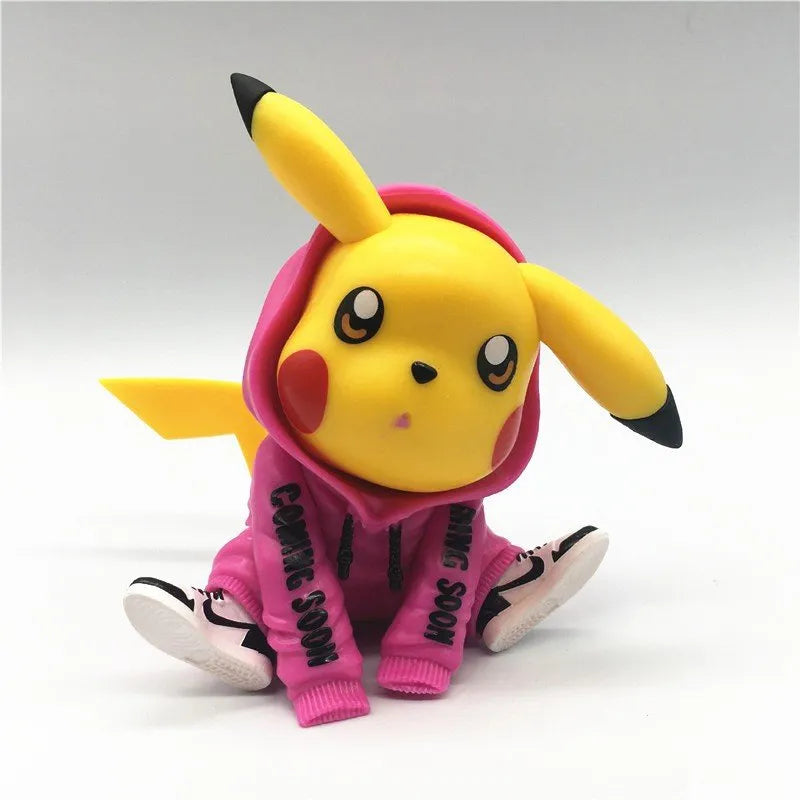 Hoodie Pikachu 12 cm Pink Street Style Sitting PVC Figure
