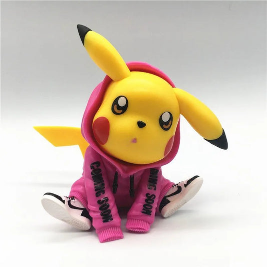 Hoodie Pikachu 12 cm Pink Street Style Sitting PVC Figure