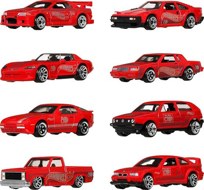 Hot Wheels 80th Anniversary Red Edition 8-Piece 1:64 Scale Die Cast Car Gift Set