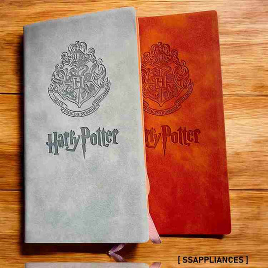 Wizarding Crest Suede‑Finish Slim Diary – A5 Tall Notebook with Ribbon Bookmark (Colors: Grey, Rust)