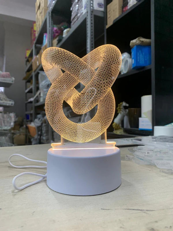 Interlock Geometric 3D LED Night Lamp – Modern Art Acrylic Light