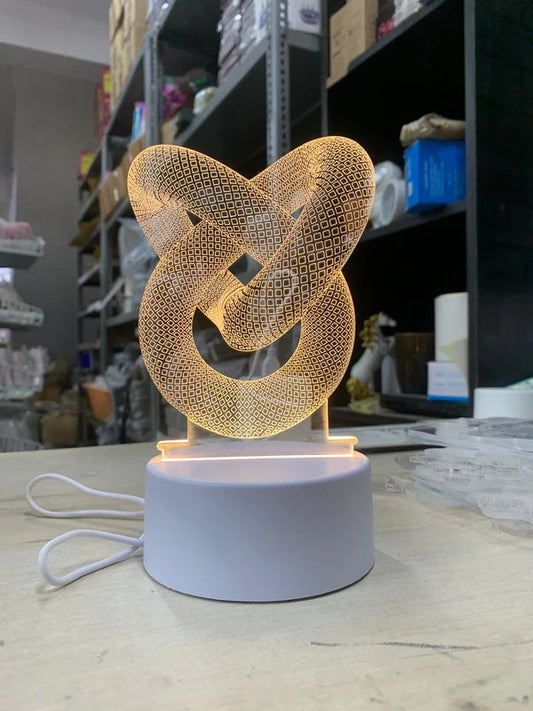 Interlock Geometric 3D LED Night Lamp – Modern Art Acrylic Light