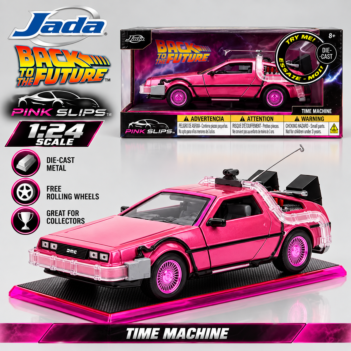 1 24 scale Back to the Future Time Machine die cast collectible car