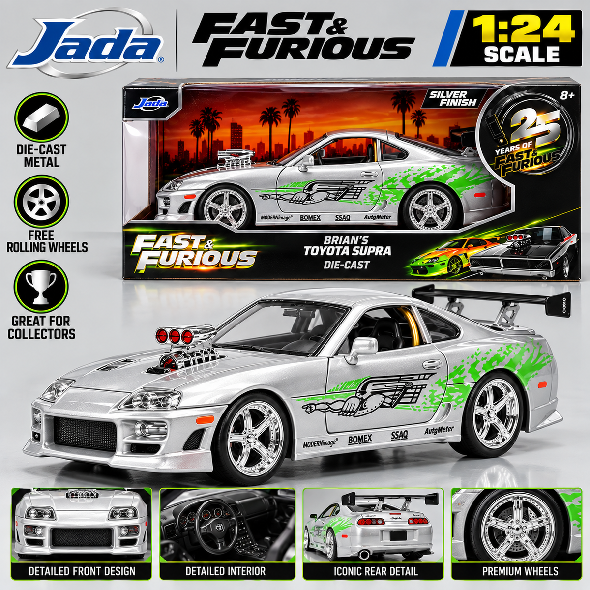 Jada Toys Fast & Furious Brian's Toyota Supra 1:24 Scale Die Cast Model