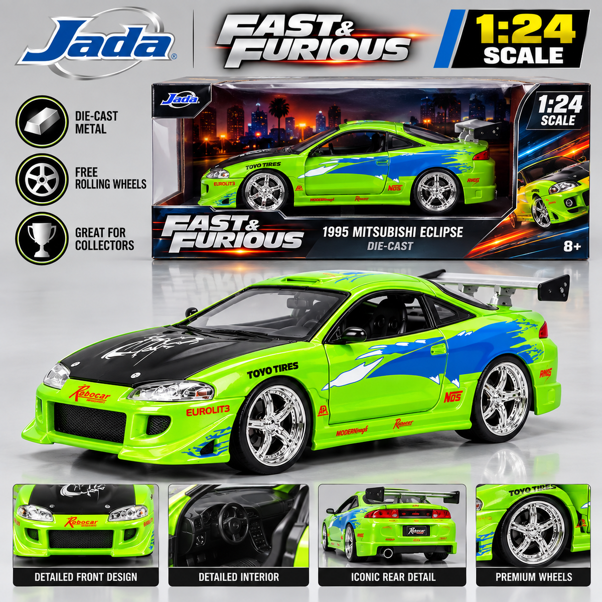 Jada Toys Fast & Furious Brian's Mitsubishi Eclipse 1:24 Scale Die Cast Model
