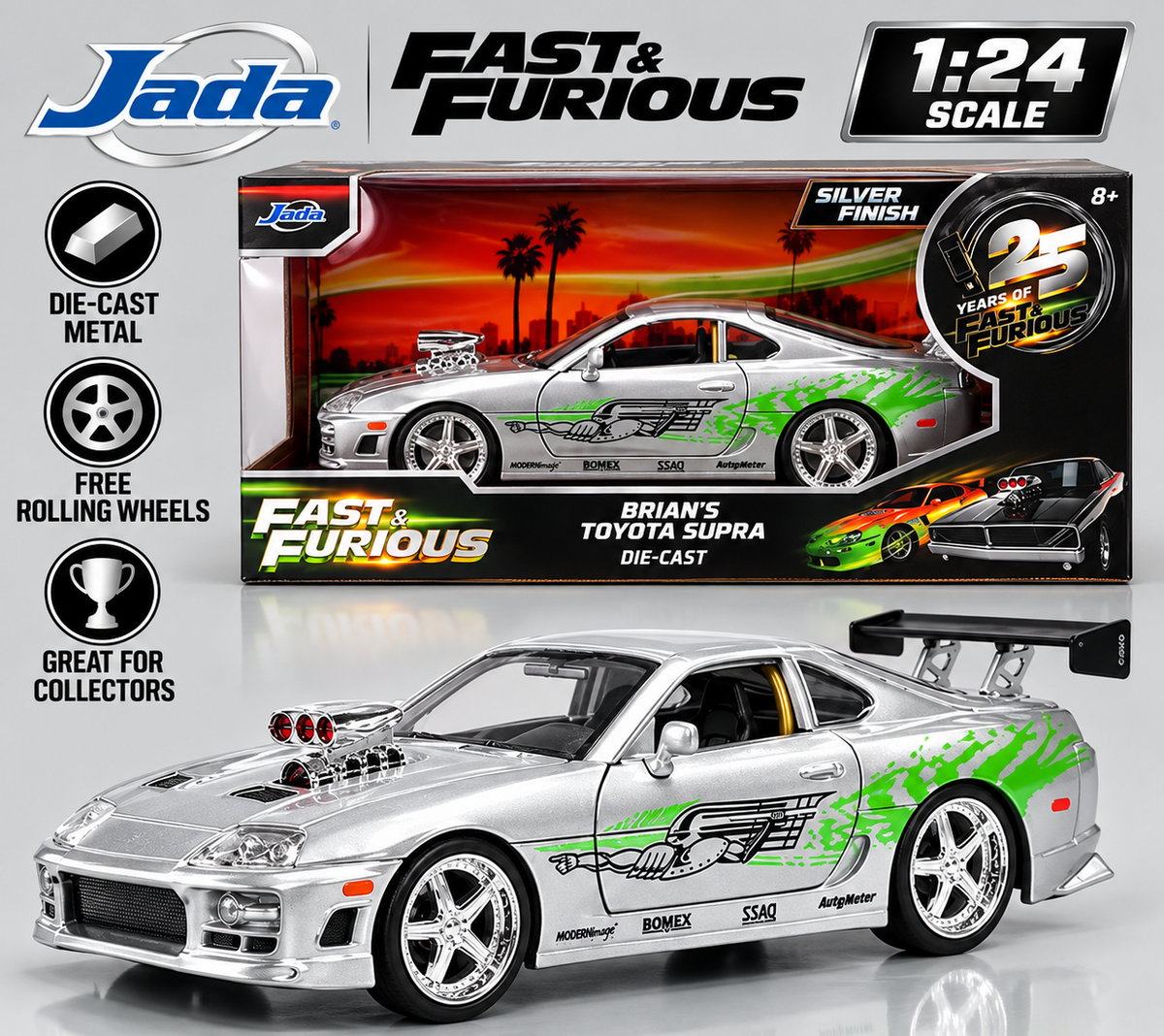 Jada Toys Fast & Furious Brian's Toyota Supra 1:24 Scale Die Cast Model