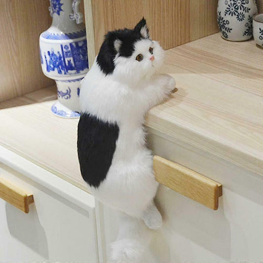 Jumping Black & White Cat Musical Showpiece – Climbing Kitty Decor