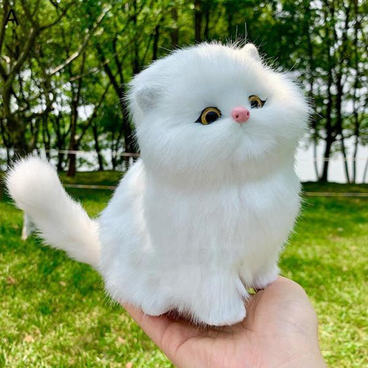 Jumping White Cat Musical Showpiece – Cute Fluffy Kitten Decor