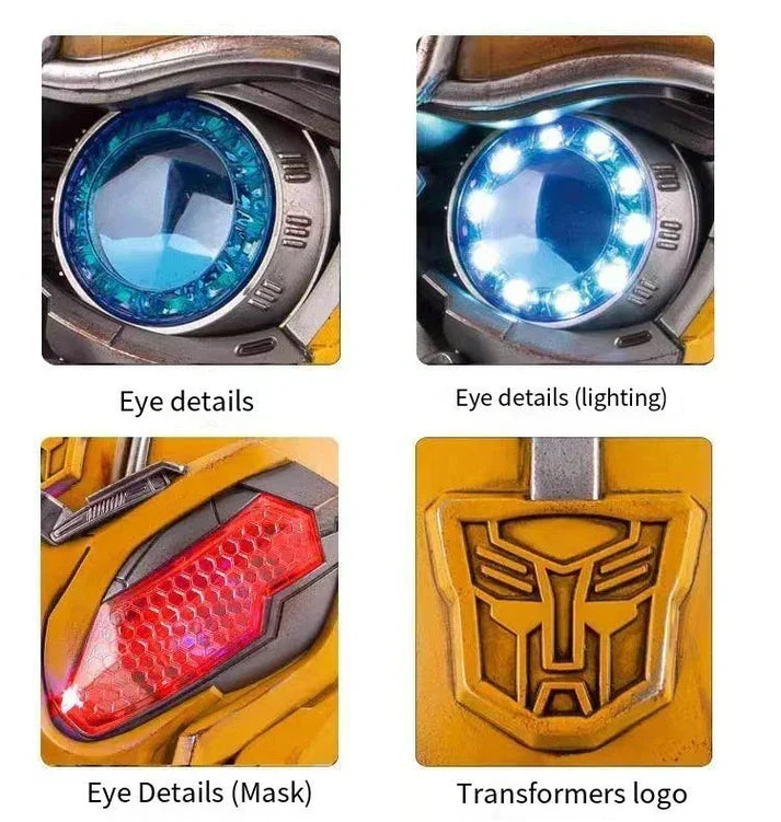 Bumblebee helmet LED lights glowing voice control feature cosplay collectible