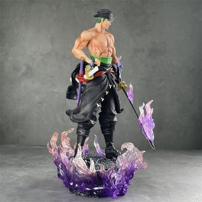 King of Hell Zoro 30 cm Purple Demon Flames Statue – One Piece Figure