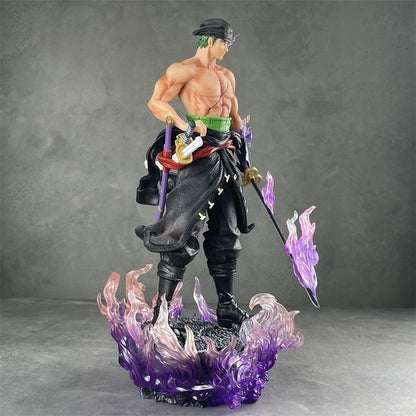 King of Hell Zoro 30 cm Purple Demon Flames Statue – One Piece Figure
