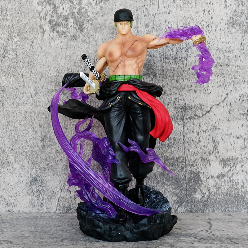 King of Hell Zoro 32 cm Purple Blade Storm Statue – One Piece Figure