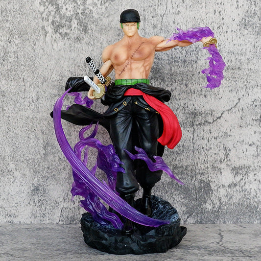 King of Hell Zoro 32 cm Purple Blade Storm Statue – One Piece Figure