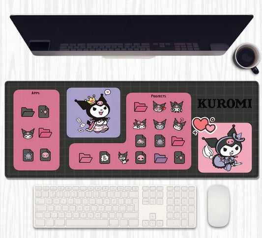 Kuromi Workboard Desk Mat 80×30 cm – Extended Keyboard & Mouse Pad with Anti‑Slip Rubber and Stitched Edges