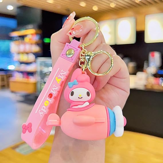 My Melody on Helicopter Rubber Keychain – Pink Strap