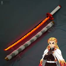 Flame Rengoku Hashira LED Wooden Katana Demon Slayer – 104 cm Anime Cosplay Collectible Prop