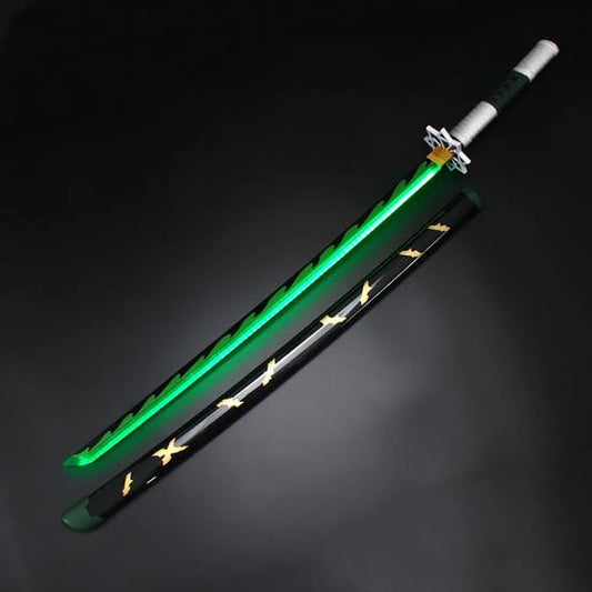 Sanemi Wind Slayer LED Wooden Katana – 104 cm Anime Cosplay Collectible Prop