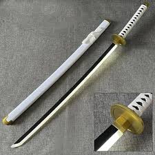Zoro White LED Wooden Katana – 104 cm Anime Display Replica (Fully Assembled)