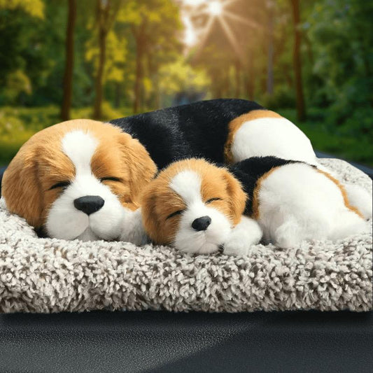 Large Sleeping Dog with Puppy Musical Showpiece – Soft Mat Decor