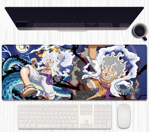 Luffy Gear 5 Desk Mat 80×30 cm – Extended Keyboard & Mouse Pad with Anti‑Slip Rubber and Stitched Edges