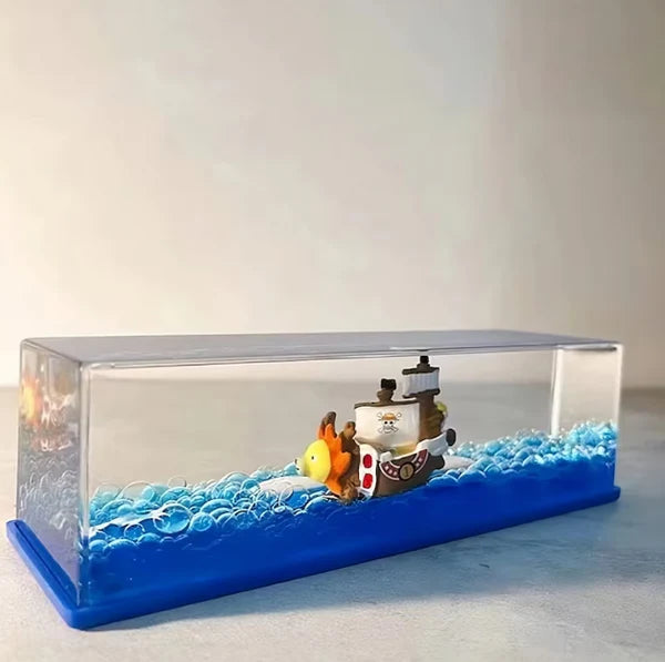 One Piece Anime Floating Pirate Ship Showpiece – Unique Water Display for Car Dashboard & Home Decor