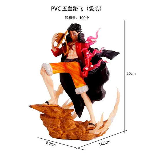 One Piece - Luffy Red Coat Figure on Flame Rock Base – 20 cm - Drakon Lifestyle India
