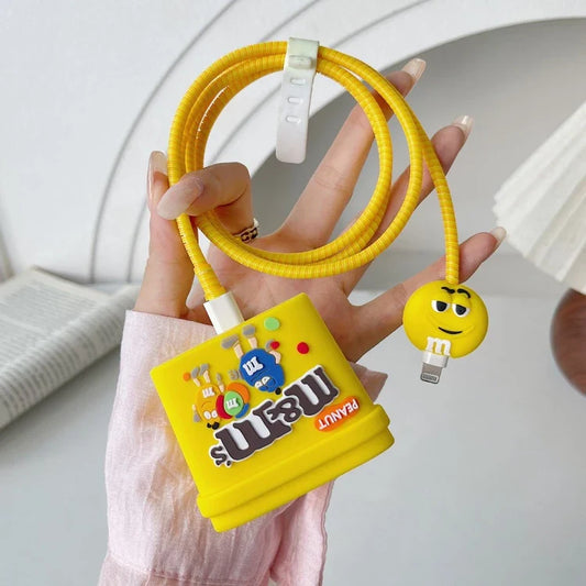 M&M's Yellow Peanut 20W iPhone Silicone Charger Cover – Candy Protector Set