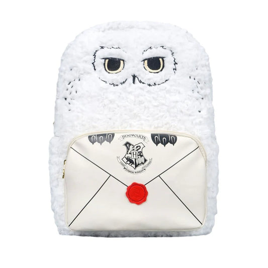 Magic Boy HP Furry Hedwig Owl Backpack – Plush Hogwarts Letter Bag
