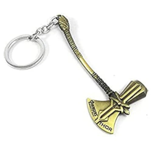 Thor Stormbreaker Metal Keychain – Zinc Alloy Axe, Antique Gold Finish, Heavy Duty Ring