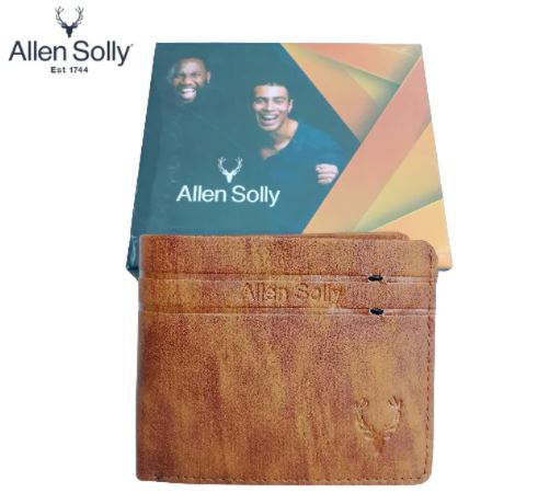 Men’s Vintage Tan Leather Card Holder – Slim Deer Logo Design (Allen Solly Style)