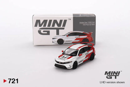 1:64 Honda Civic Type R #2 2023 Pace Car White Diecast – Mini GT Collector Edition (#721)