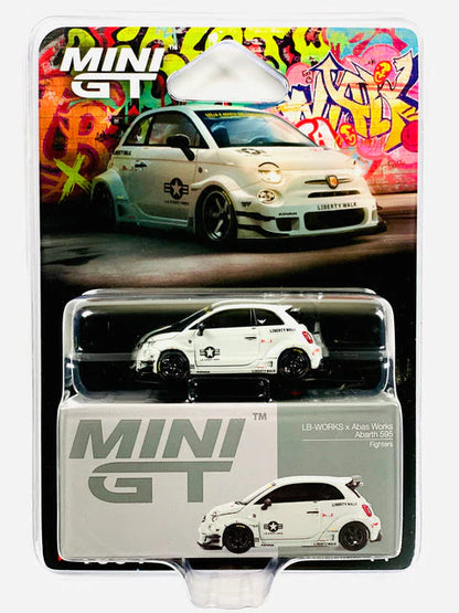 1:64 Abarth 595 LB-WORKS × Abas Works Fighters White Diecast – Mini GT Collector Edition