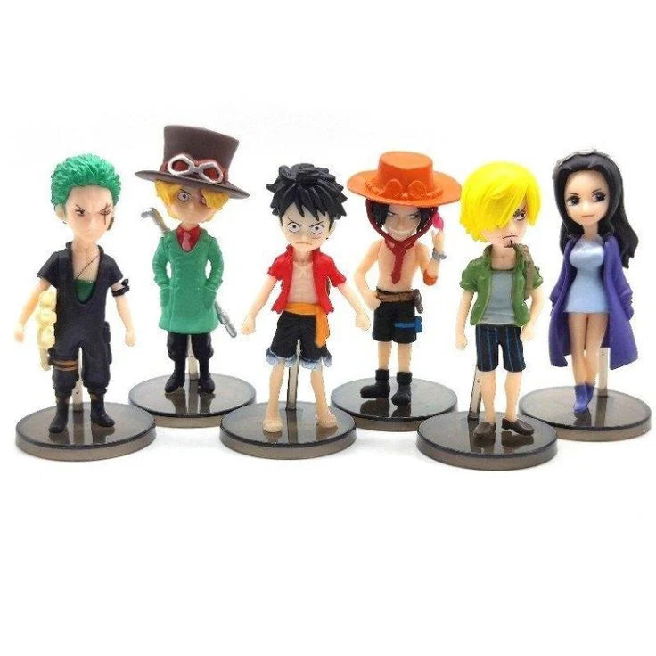 Mini Pirate Crew – 6‑Piece Set One Piece Inspired PVC Figures with Stands