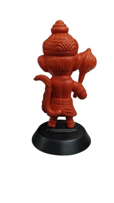 Mini Kesari Hanuman Ji Bobblehead – 10 cm Saffron Idol with Gada on Pedestal