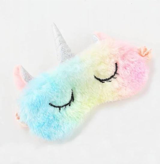 Multicolor Unicorn Plush Eye Mask – Soft Sleeping Eye Cover